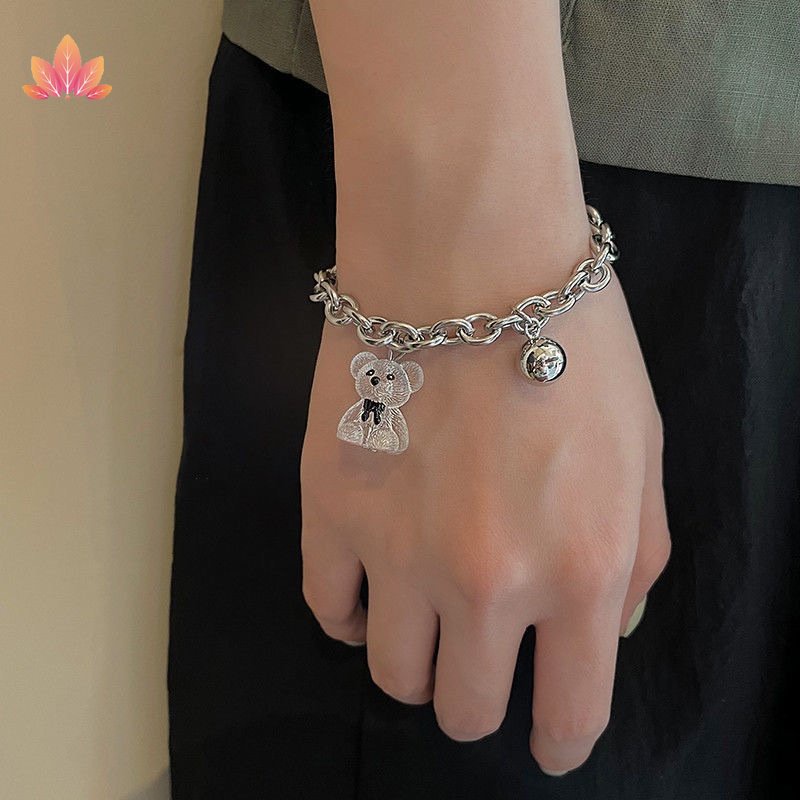 Vòng Đeo Tay Mặt Gấu Trong Suốt Ba Chiều Thời Trang Hàn Quốc Jp5
