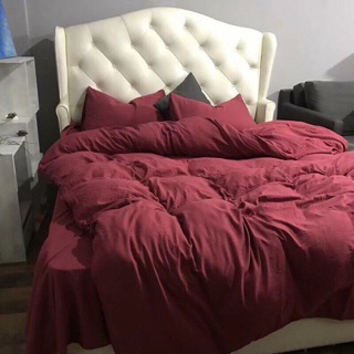 Set Chăn Ga Gối Cotton Đũi Đỏ Trơn