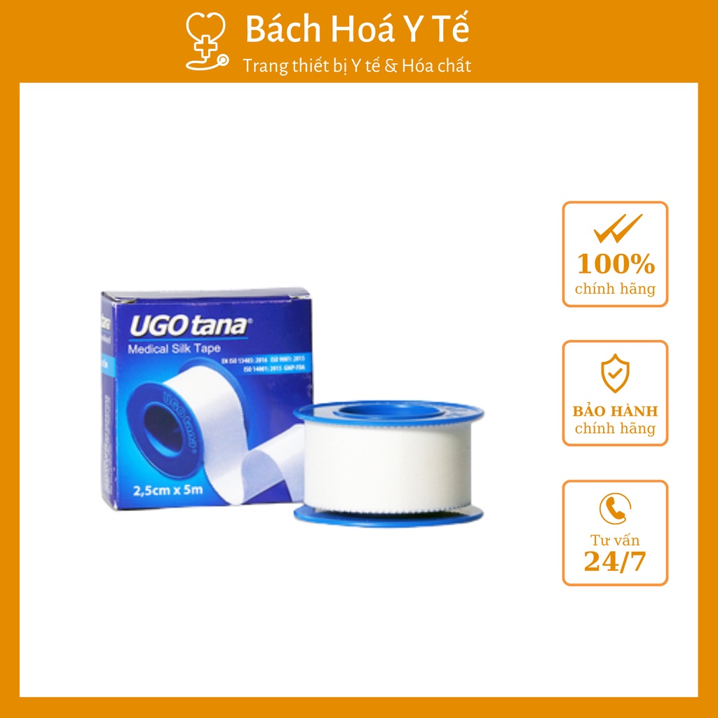 Băng keo lụa Urgotana, có độ dính cao, sản xuất Việt nam, Cuộn 2.5x5 cm