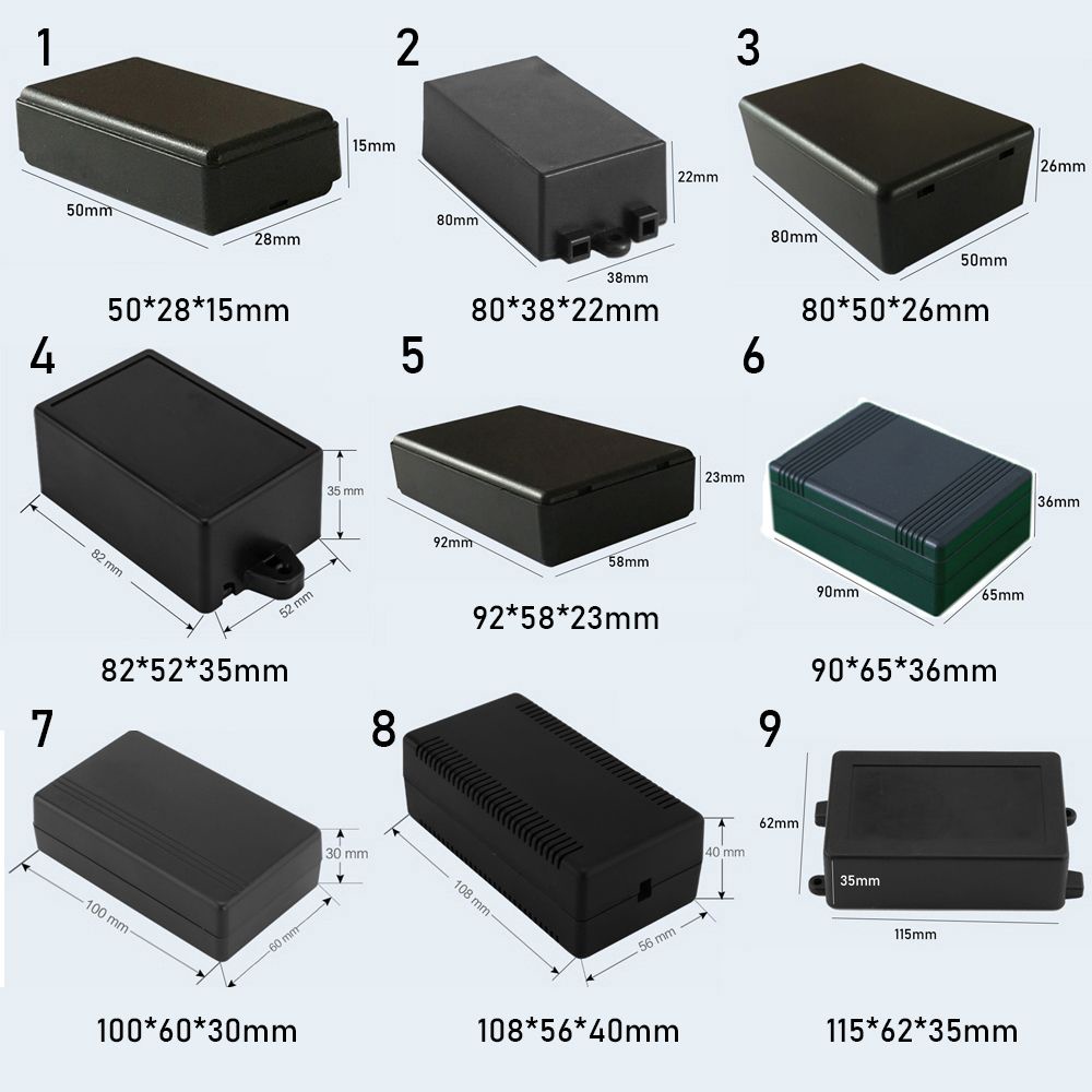 Set 1/2 hộp nhựa ABS 9 kích cỡ chống nước màu đen chất lượng cao
