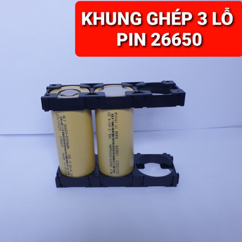 achun.vn - BỘ 2 MIẾNG - khung 3 lỗ kết hợp pin 18650/21700/26650 với lưỡi lê có thể được ghép nhiều miếng