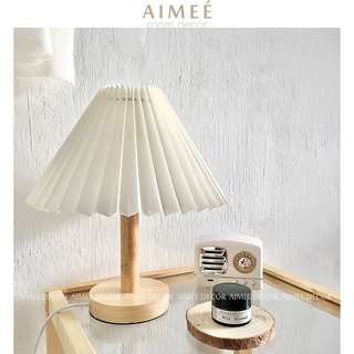 [Hình thật/Sẵn] Đèn ngủ xếp ly thân gỗ để bàn vintage phong cách Hàn Quốc decor phòng ngủ - Aimee.decor