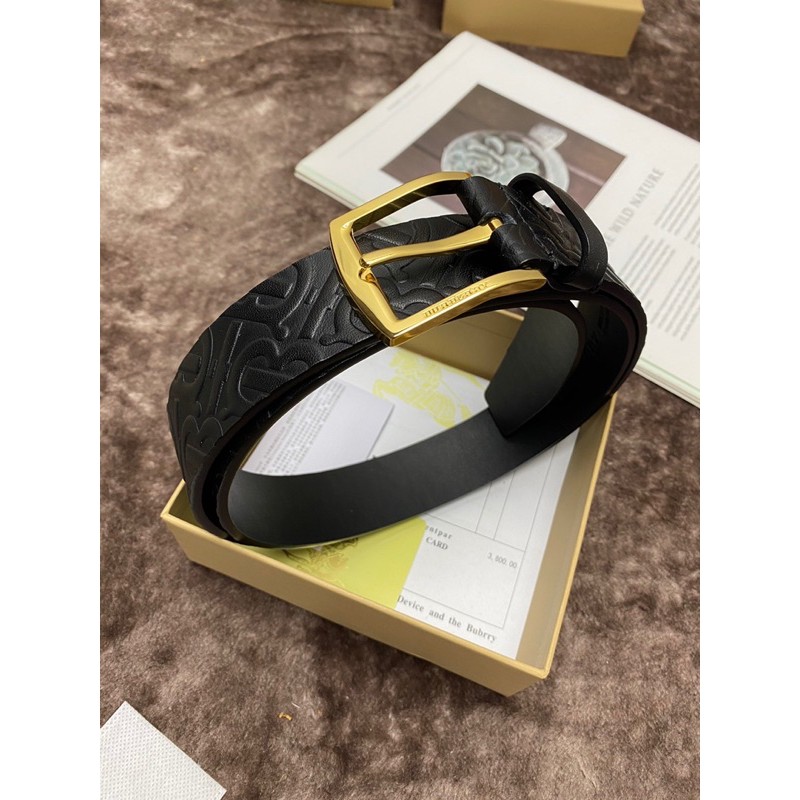 Thắt lưng/ dây lưng nam da thật cao cấp hiệu Burberry BBR dập logo TB
