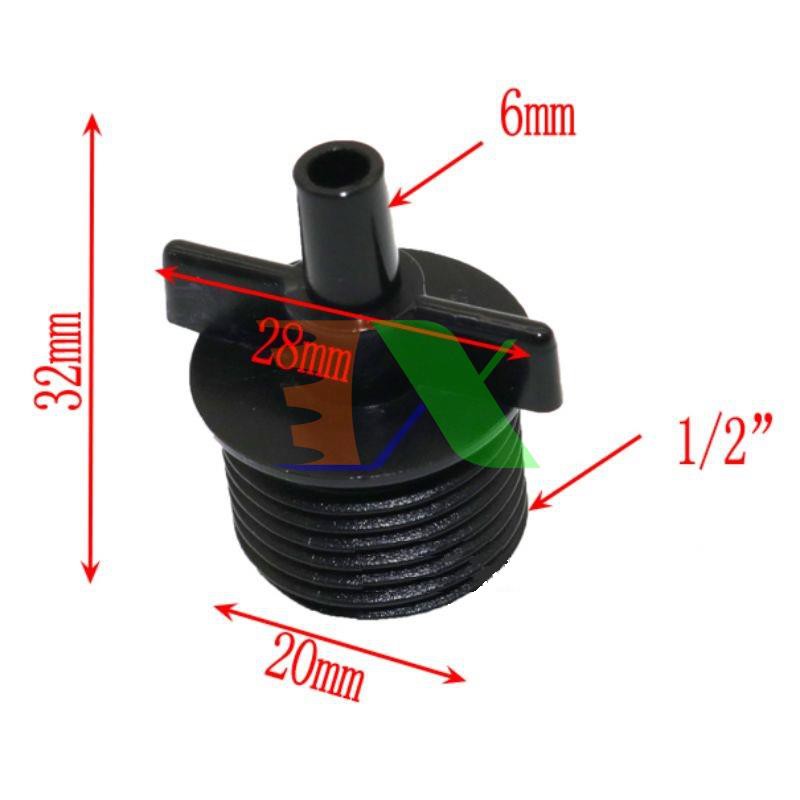 Khởi thủy Ren 1/2&quot; 20-21 Ra trơn 6 mm KT60.21, Côn thu ống LDPE PE PVC 21-6 mm