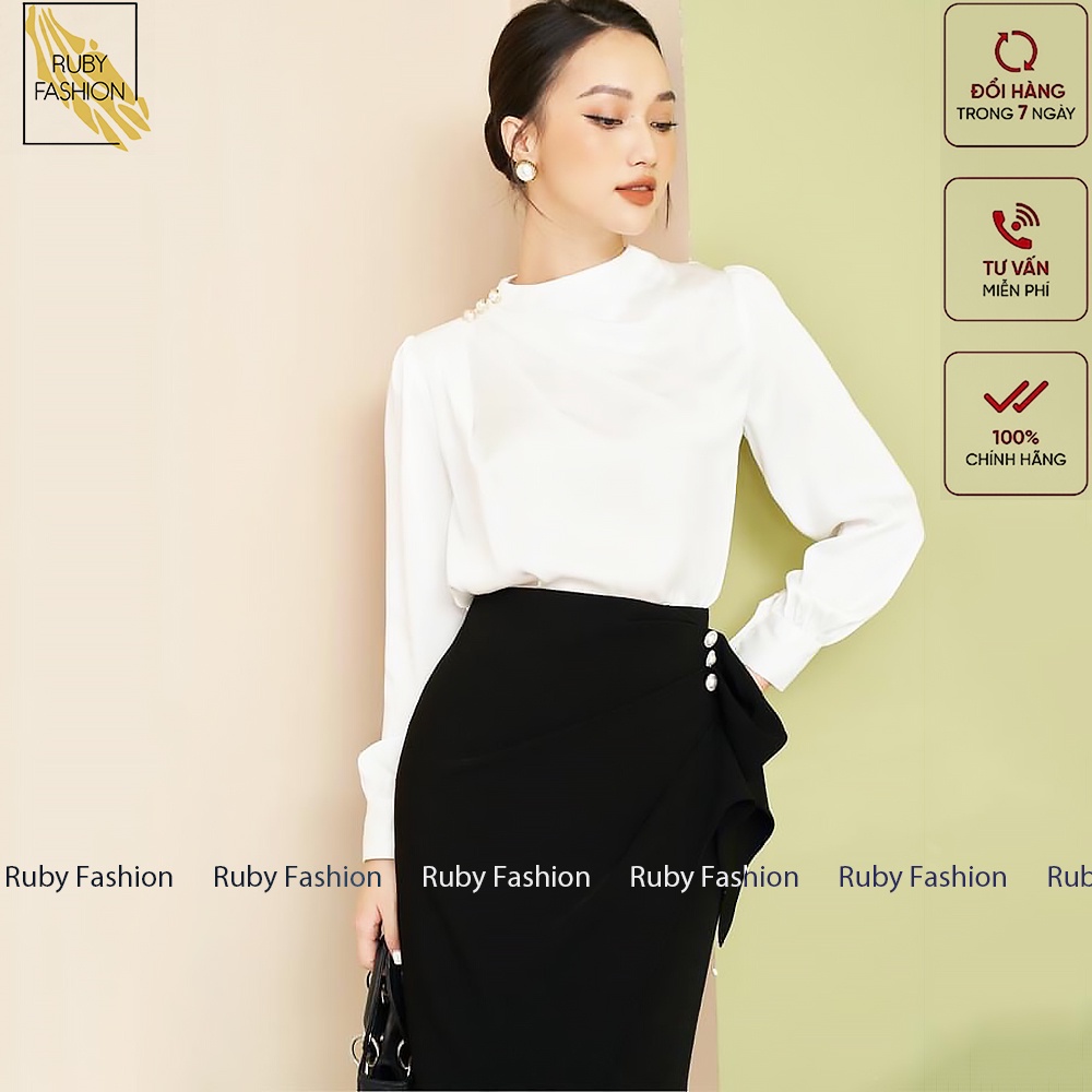 Chân váy bút chì khuy ngọc Ruby Fashion cách điệu sang trọng | BigBuy360 - bigbuy360.vn