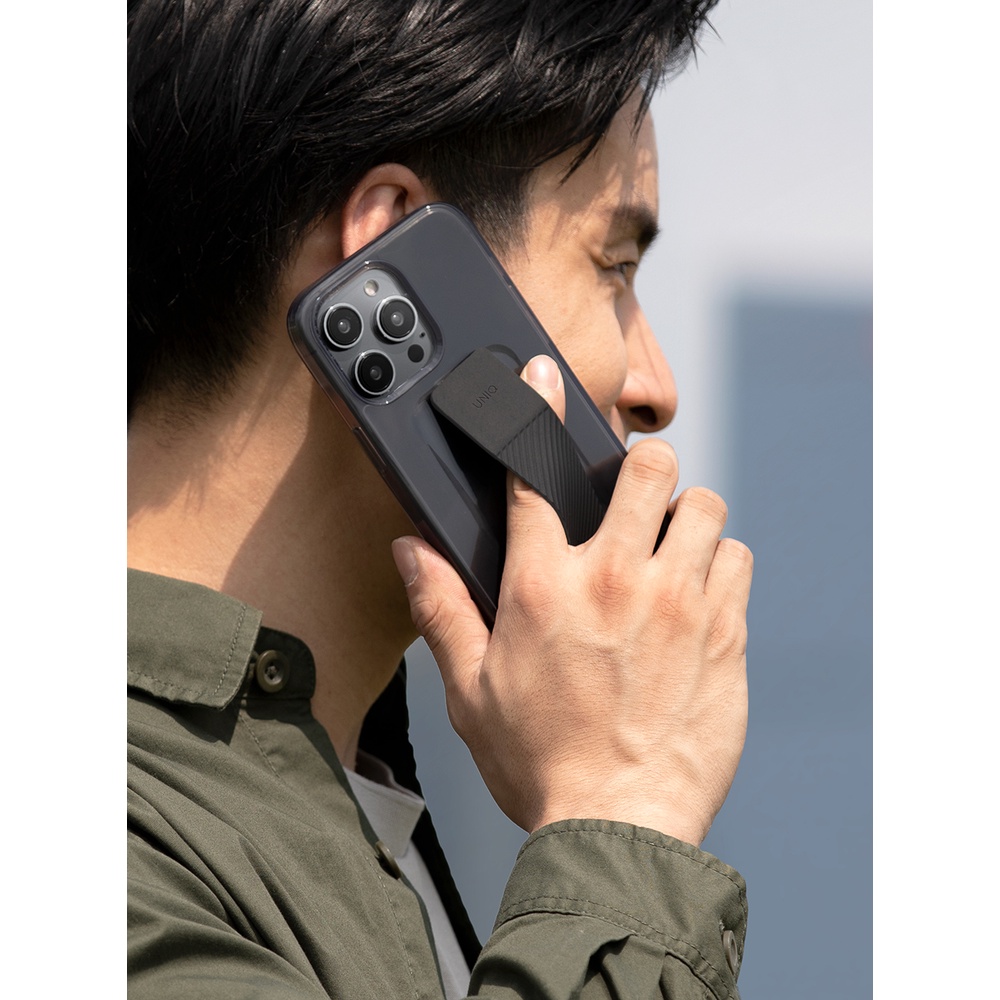 Ốp lưng UNIQ Hybrid Heldro For iPhone 15/ 14 series Tích hợp dây đeo từ tính FlexGrip chống sốc 4m