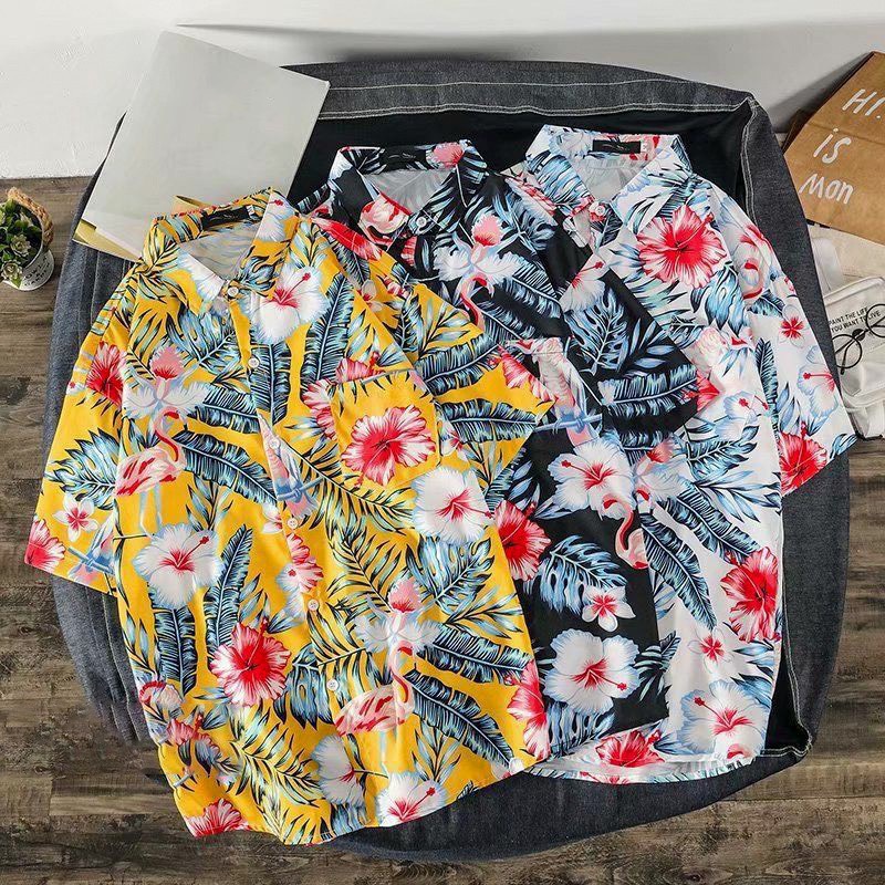 Áo Sơ Mi Đi Biển hawaii họa tiết cho nhóm ao trái cây đồ đôi lớp