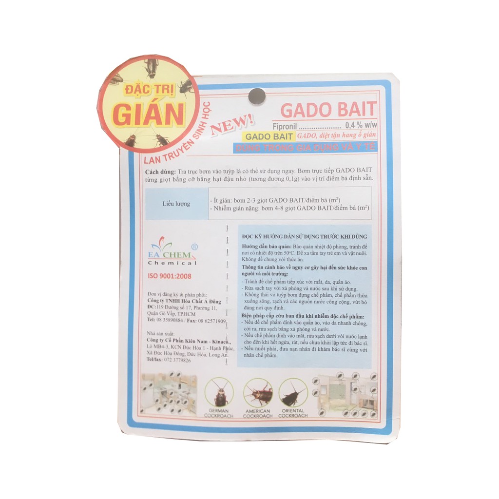 Bã diệt gián lan truyền chết cã tổ GADO BAIT ( Ống 5ml )