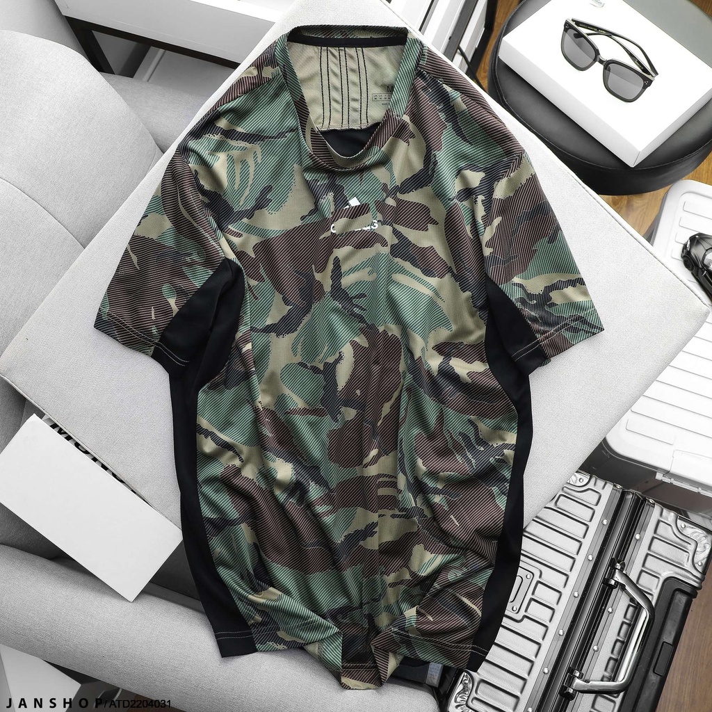 Áo Thun Thể Thao Thiết Kế 2 Tông Màu Camo Đậm Chất Cá Tính Ráp Nối Trước Sau Khoẻ Mạnh Và Năng Độ