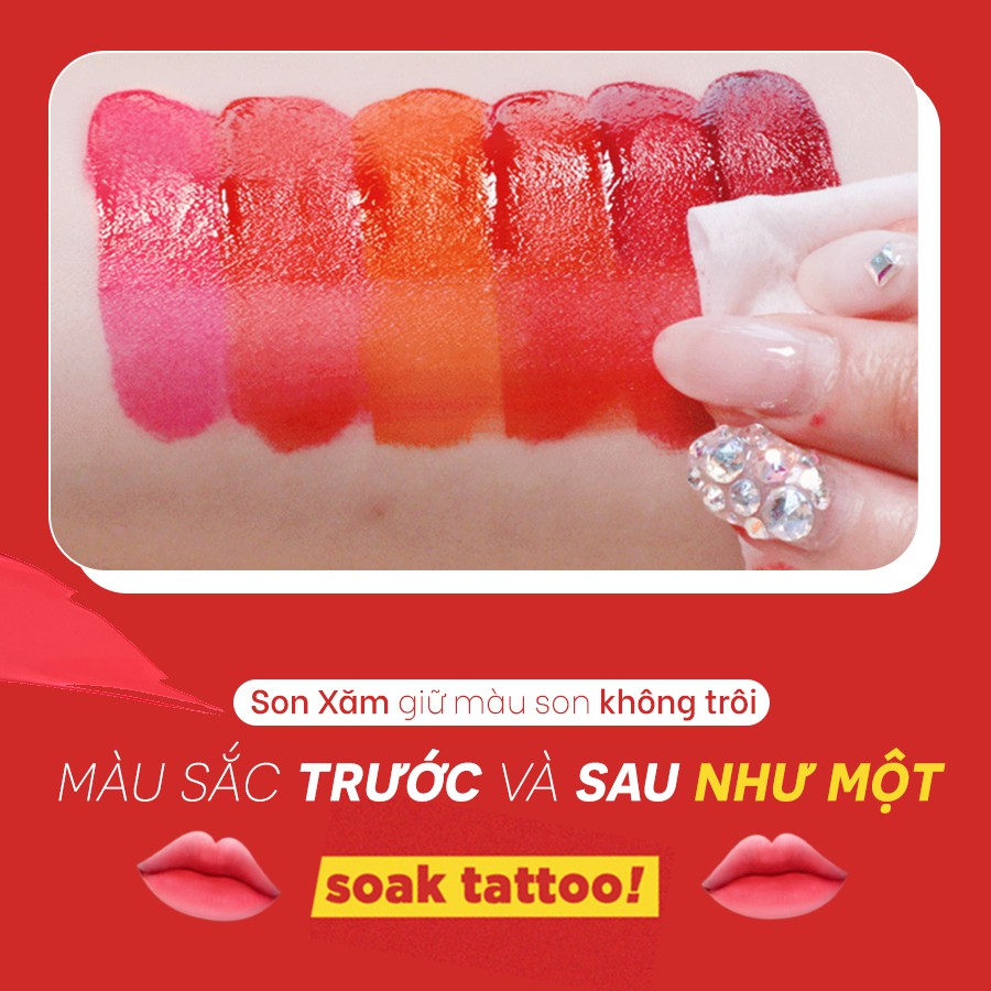 Son kem lì FORENCOS Lip Tattoo Soak Tint 13 màu chính hãng Hàn Quốc