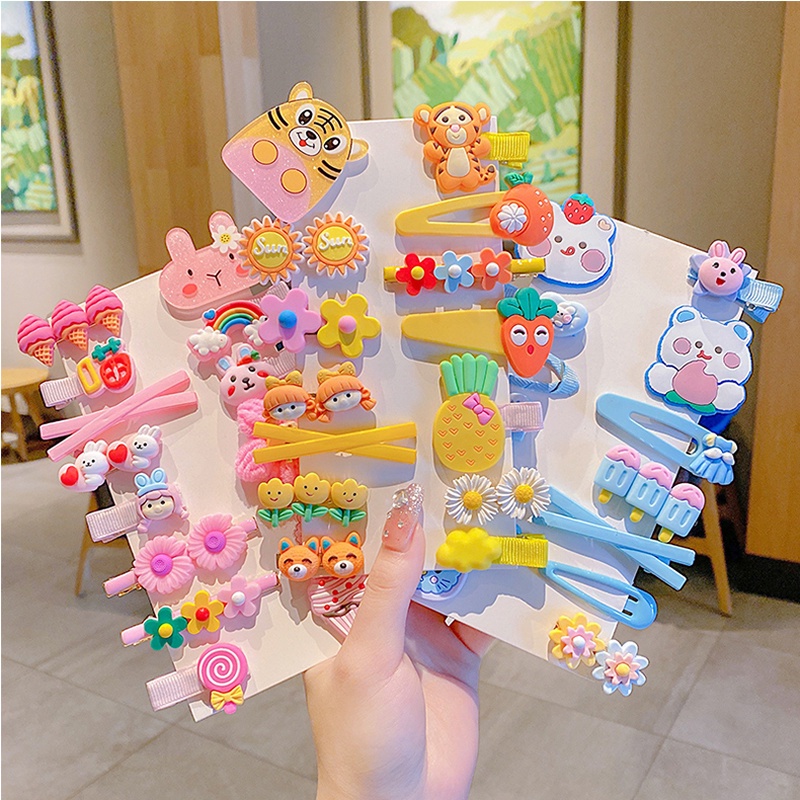 Set 14 Kẹp Tóc Mái Cute Ngang Họa Tiết Hoạt Hình Dễ Thương Phong Cách Hàn Quốc Cho Bé