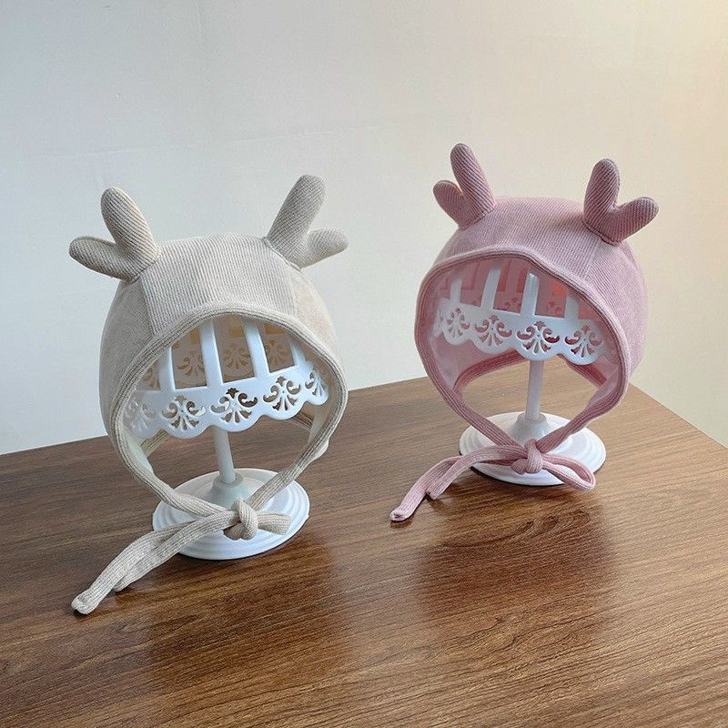 Mũ Cotton 2 Lớp Trùm Đầu Tai Mèo Ngộ Ngĩnh Ấm Áp Cho Bé Yêu 0 - 12