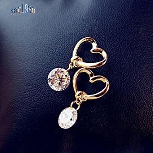 Cặp Bông Tai Trái Tim Nơ Đính Đá Thời Trang Nữ