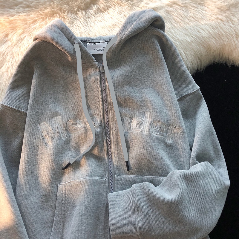 Áo khoác hoodie zip HDU- MEANDER nam nữ form rộng có mũ basic chất liệu nỉ bông cào mã HD2