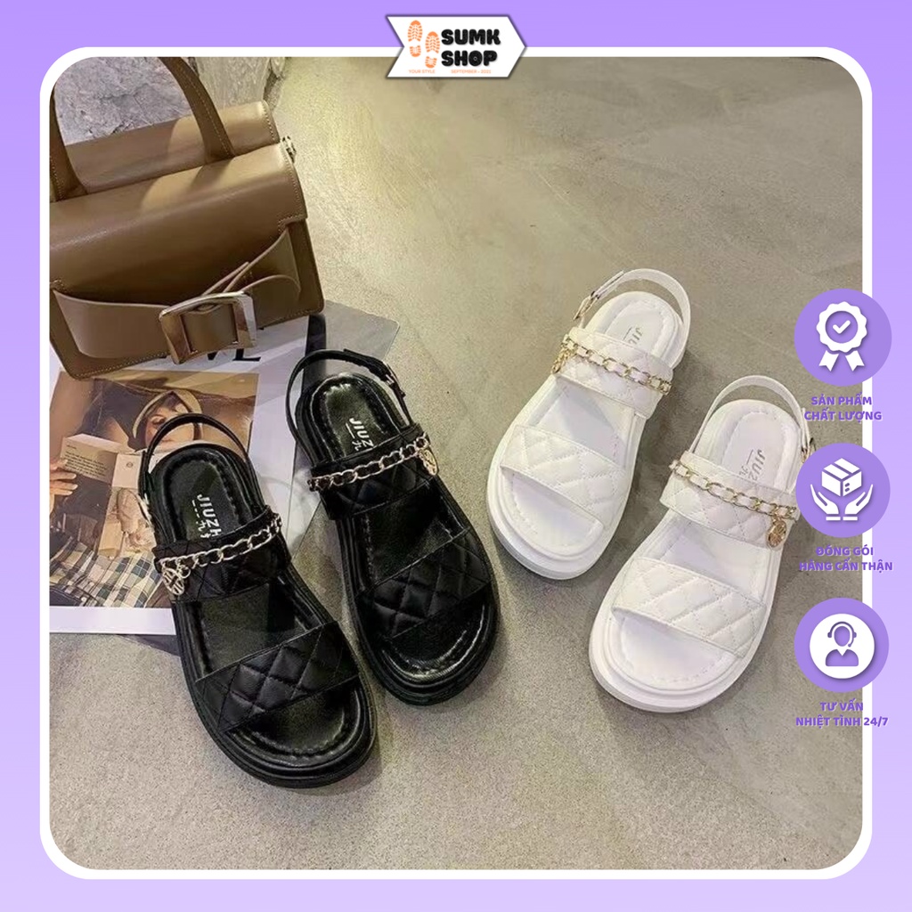 Dép quai ngang, sandal nữ bản to chất cao su siêu nhẹ, mềm dẻo êm chân