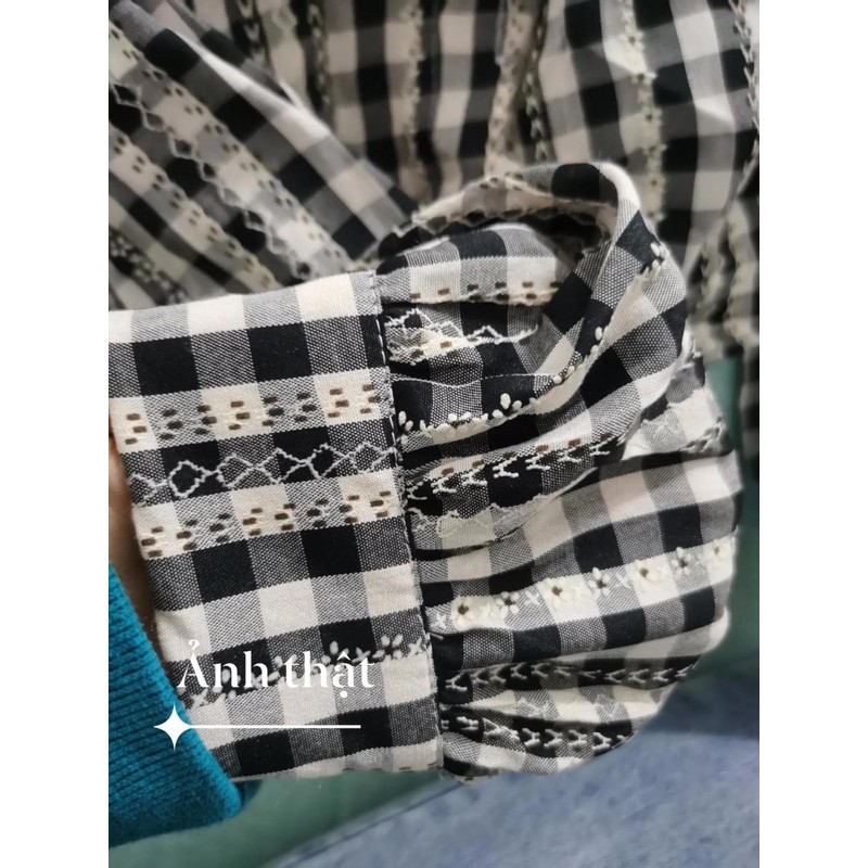 FREESHIP ÁO SƠ MI CROTOP NGẮN TAY KẺ CARO VINTAGE