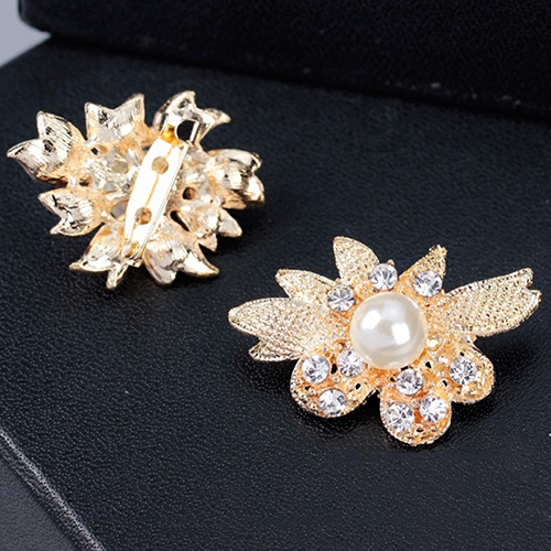 [Hàng Có Sẵn] Set 12 Ghim Cài Áo Hình Hoa Đính Kim Cương Giả Và Ngọc Trai Giả Trang Trí Khăn Cho