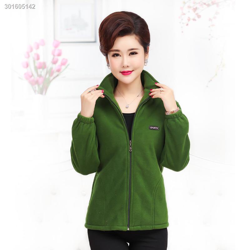 Áo khoác nỉ dáng rộng giữ ấm mùa thu đông cho phụ nữ trung niên và lớn tuổi