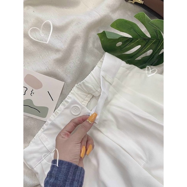 Quần ống rộng suông nữ lưng cạp cao khóa trước 1 khuy vải tuyết mưa quần tây dài học sinh đi học