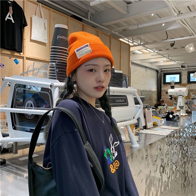 Mũ len giữ ấm bảo vệ tai màu sắc kẹo ngọt phong cách thời trang nhật bản