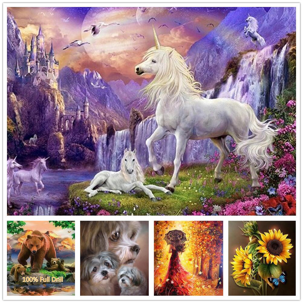 Bộ Tranh Đính Đá Tự Làm 5D DIY Hình Tròn / Vuông Cho Người Lớn