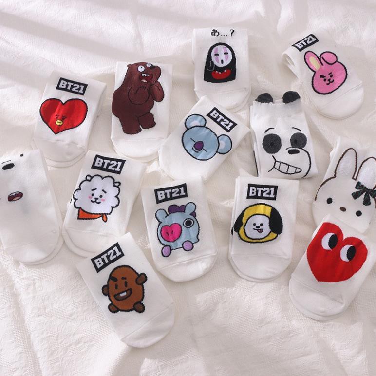 Tất Tất Ngắn Bts - We’re Bare Bear - Noname Tất Tất Hoạt Hình Phong Cách Nhật Hàn Ulzzang Dễ Thương Trendy Hottrend Cute