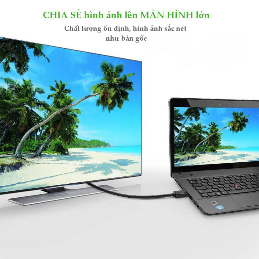 Dây cáp DisplayPort 2 đầu đực tốc độ 21.6Gbps dài 2M UGREEN 10211