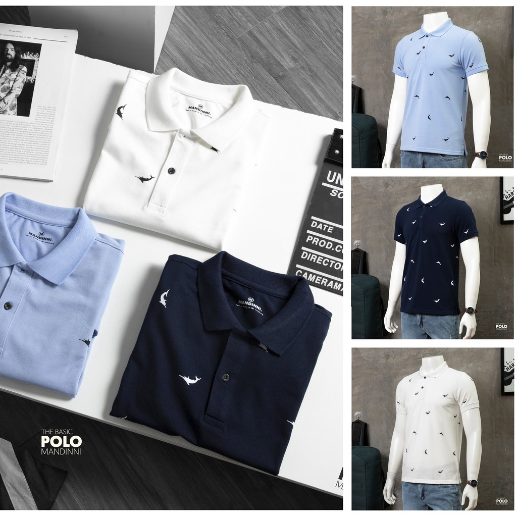 Áo thun Polo in họa tiết cá heo Mandinni - Hàng mới về