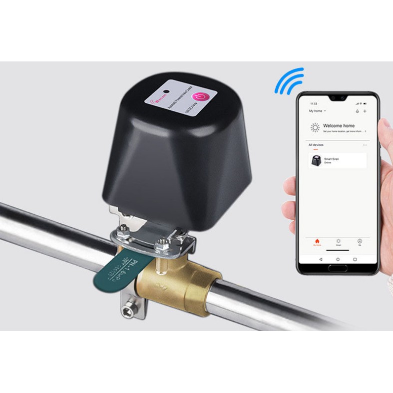 Bộ Đóng Mở Van Nước Tay Gạt Wifi Tuya WVN1