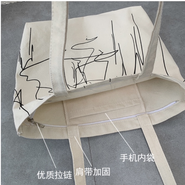 Túi tote , túi vải đựng đồ size A4 có khóa miệng Hàn Quốc cao cấp
