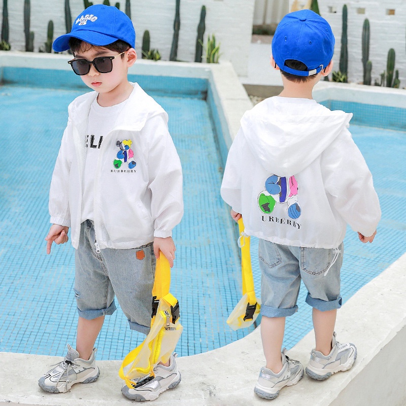 Áo Khoác Chống Nắng Màu Trơn In Hình Chuột Mickey Dễ Thương Cho Bé 4-8 Tuổi