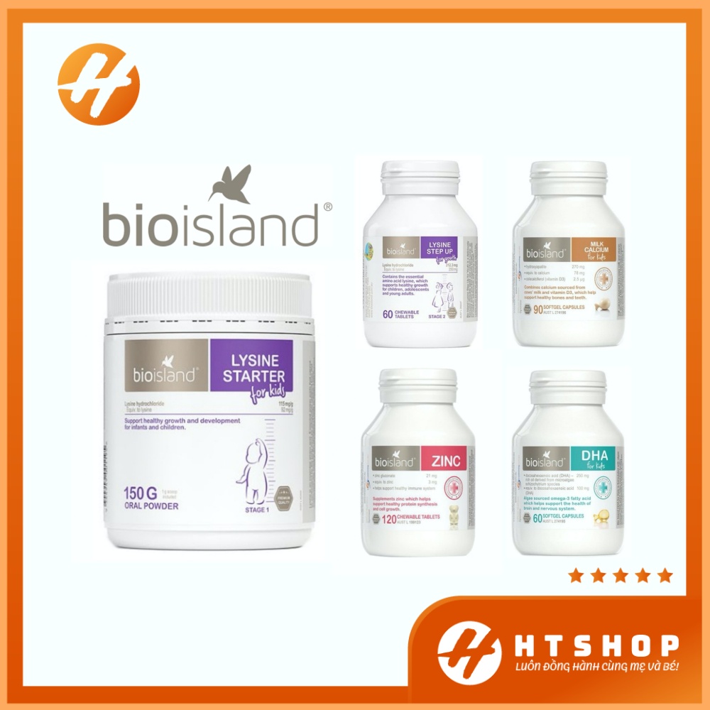 Tăng Cường Hấp Thu Canxi  Lysine Bioisland Dạng Kẹo Cho Trẻ Từ 6 Tuổi Hộp 60 Viên - Úc