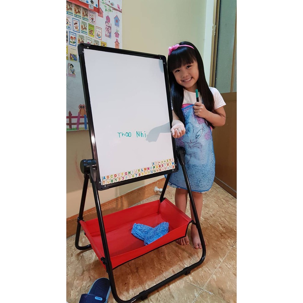 Bảng vẽ 2 mặt cho bé có từ tính - Bảng Flipchart 2 mặt zoay lật 360 độ cho bé tập vẽ