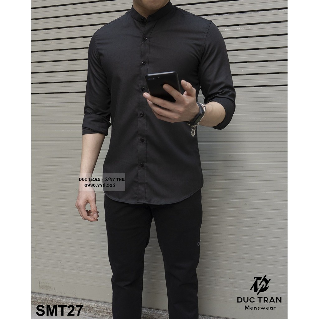 Sơ mi trơn màu cổ tàu: chất cotton lụa mềm thoáng, chống nhăn nhàu, ảnh tự chụp thật cam kết y hình!