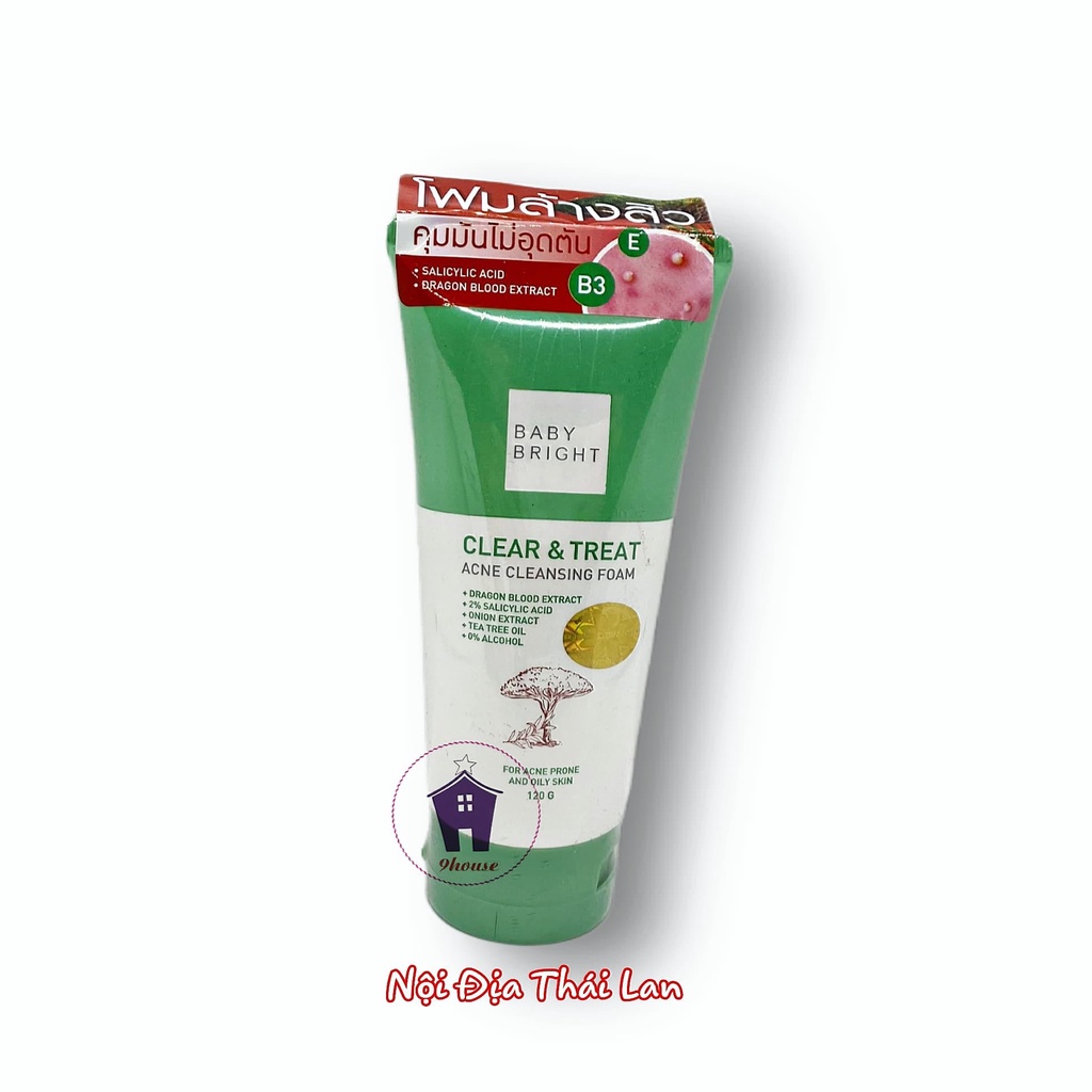 01 Sửa Rửa Mặt Dưỡng Ẩm Dành Cho Da Mụn Clear & Treat Acne Cleansing Foam Baby Bright Thái Lan 120gram