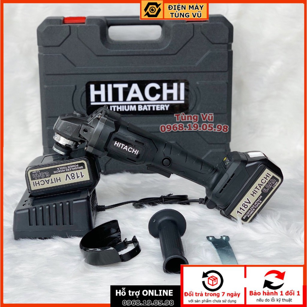 Máy Mài Pin HITACHI 118V - Không Chổi Than [ FULL BOX + BH 12 Tháng ] - Máy Cắt Cầm Tay - 2 PIN