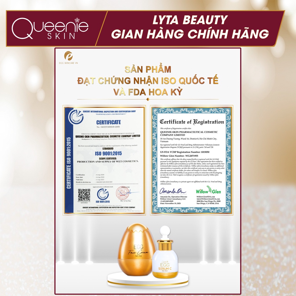 Combo Face Trứng + Vita C Queenie Skin