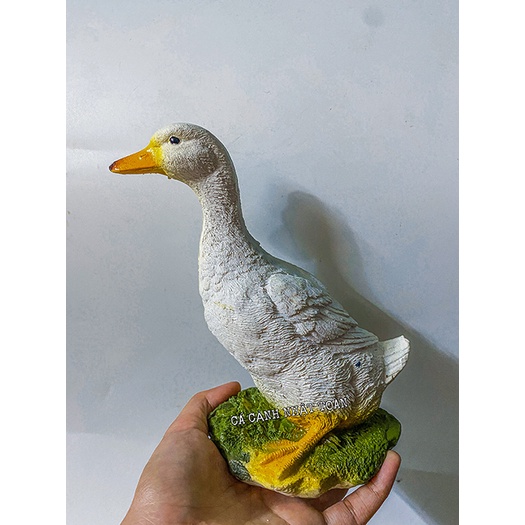 VỊT TRẮNG TRANG TRÍ TIỂU CẢNH, NON BỘ CAO 19CM