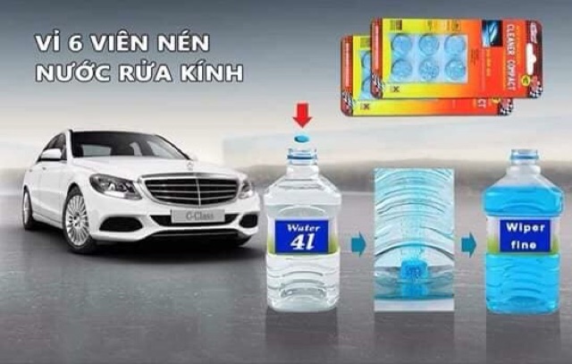 Viên sủi rửa kính xe ô tô, lau kính, chùi kính siêu sạch ô tô