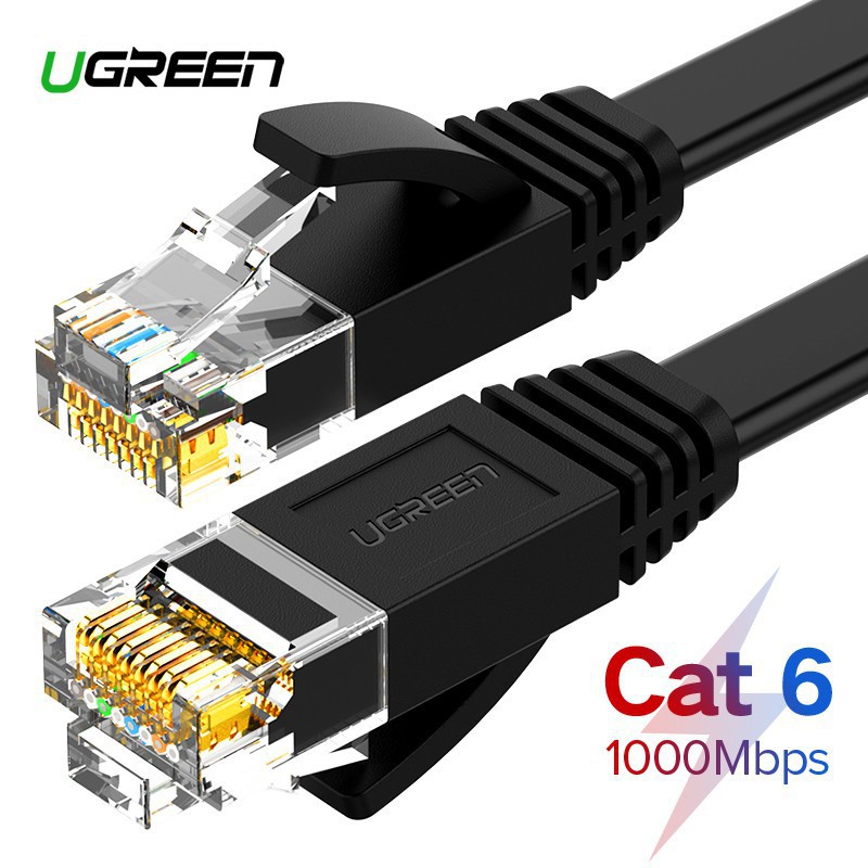 [Mã ELFLASH3 hoàn 10K xu đơn 20K] Cáp mạng Cat6 dài 12met dây dẹt Ugreen 50179 Cao Cấp màu đen