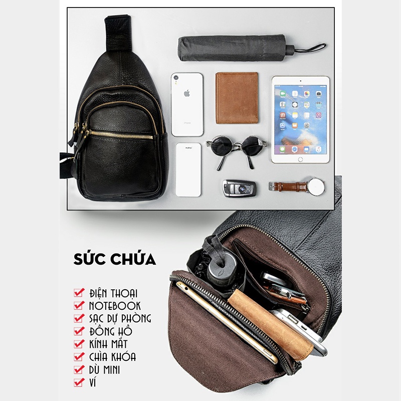 Túi đeo chéo nam thời trang 100% da bò thật | Bảo hành nổ da 1 năm | BigBuy360 - bigbuy360.vn