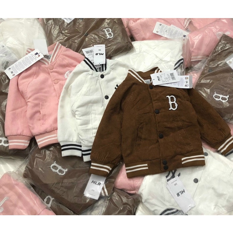 Áo khoác nhung trần trám mlb cho bé trai bé gái