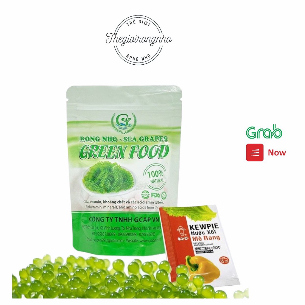 Rong nho tách nước Green Food  gói rong nho 100g, rong nho kèm nước sốt mè rang siêu ngon