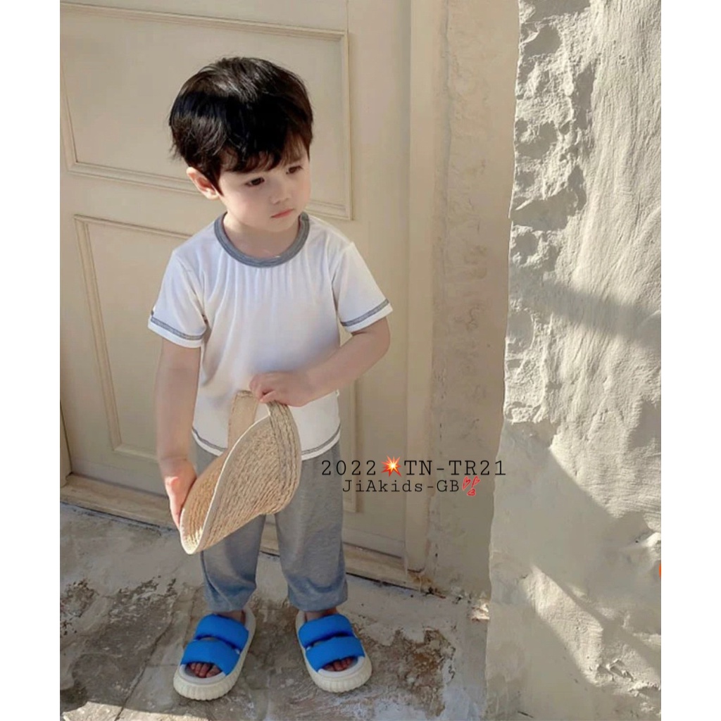 Bộ Ngắn Tay Quần Alibaba THUN LẠNH MINKYMOM Phối Màu Viền Áo Quần Cho Bé TN-TR21