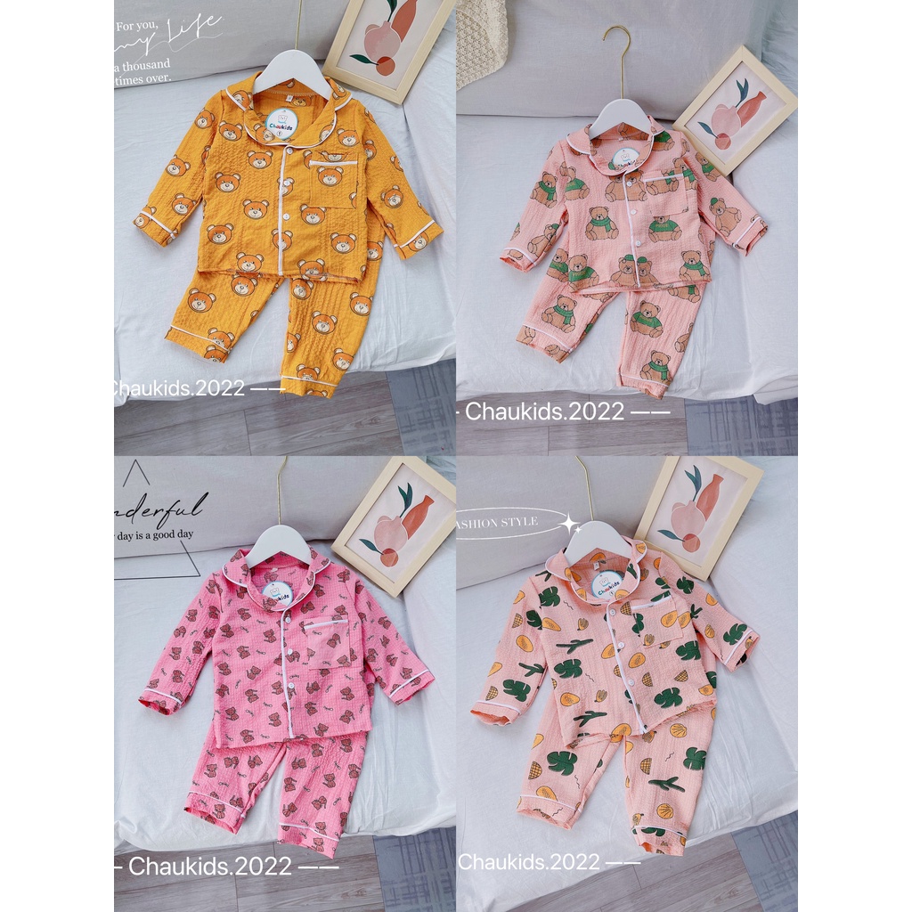 Bộ Pijama Dài Tay Cho Bé Chất Đũi Xốp Mềm Đẹp Họa Tiết Siêu Xinh DOBO057