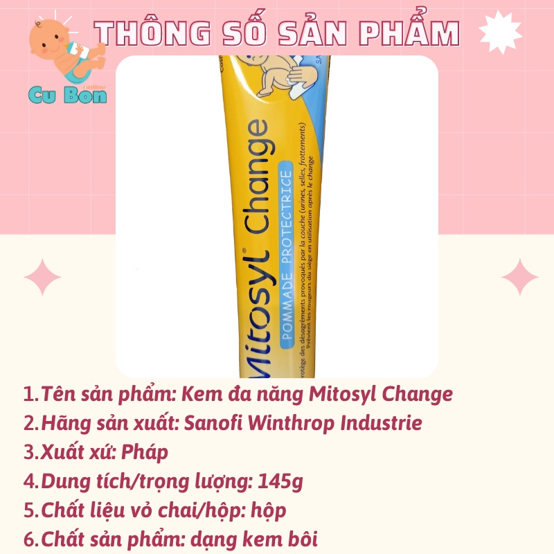 Kem đa năng Mitosyl Change của Pháp 145g cho bé hay hăm tã côn trùng cắn chống sẹo thâm hiệu quả rõ rệt cho cả người lớn