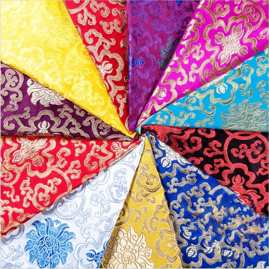 100x75cm X1 Tấm Vải Lụa Gấm Thêu Hình Hoa Chất Lượng Cao