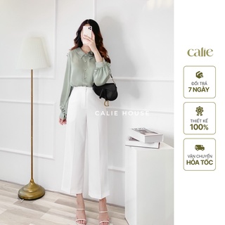 Quần ống suông lửng cúc bọc thời trang thiết kế nữ Calie House Q49