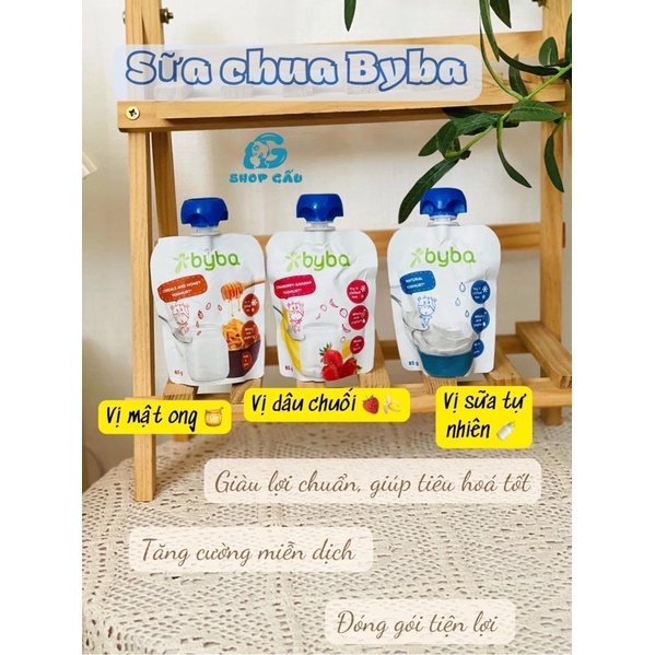 (Date 31/8/2023) Sữa chua nguội thanh trùng Byba Tây Ban Nha cho bé từ 6 tháng
