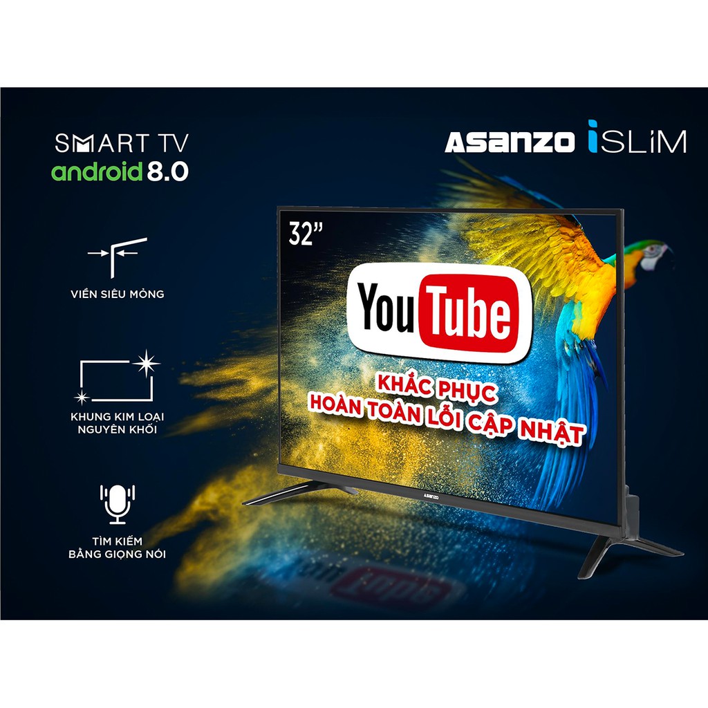 Smart Tivi Asanzo 43 inch 43SL800 Android 9.0, Full HD, Điều khiển giọng nói, DVB-T2, Wifi ,Tivi Giá Rẻ - Bảo Hành 2 Năm